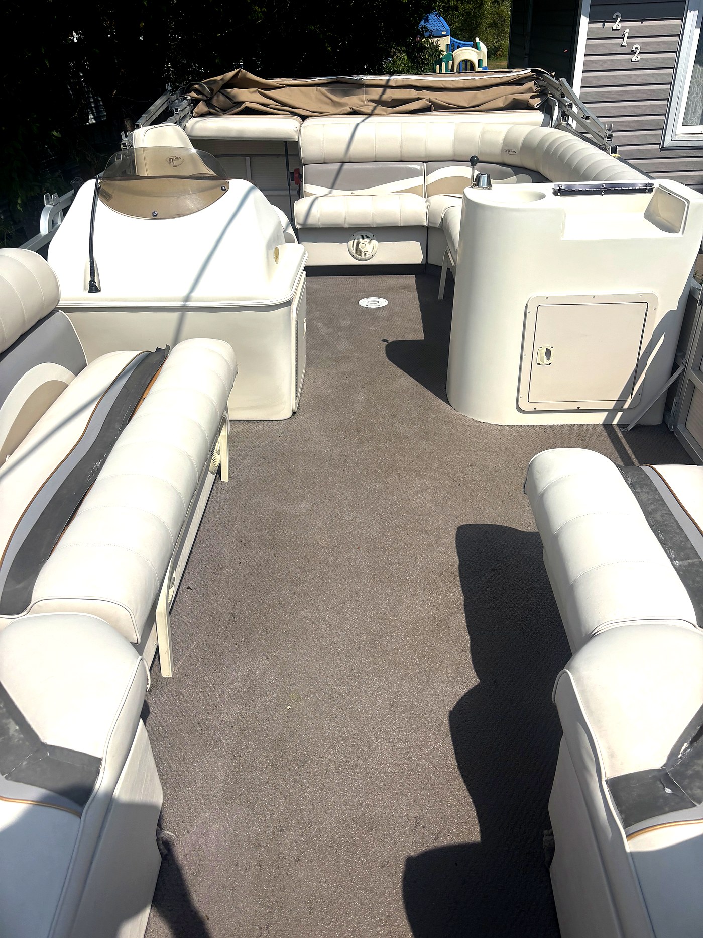 Pontoon boat after detailing North Bay — spotless interior close up