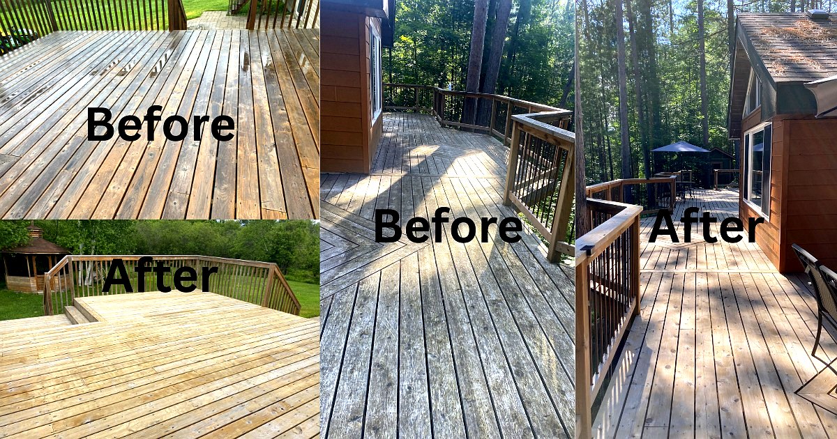 Deck pressure washing before and after North Bay — Shine & Shine