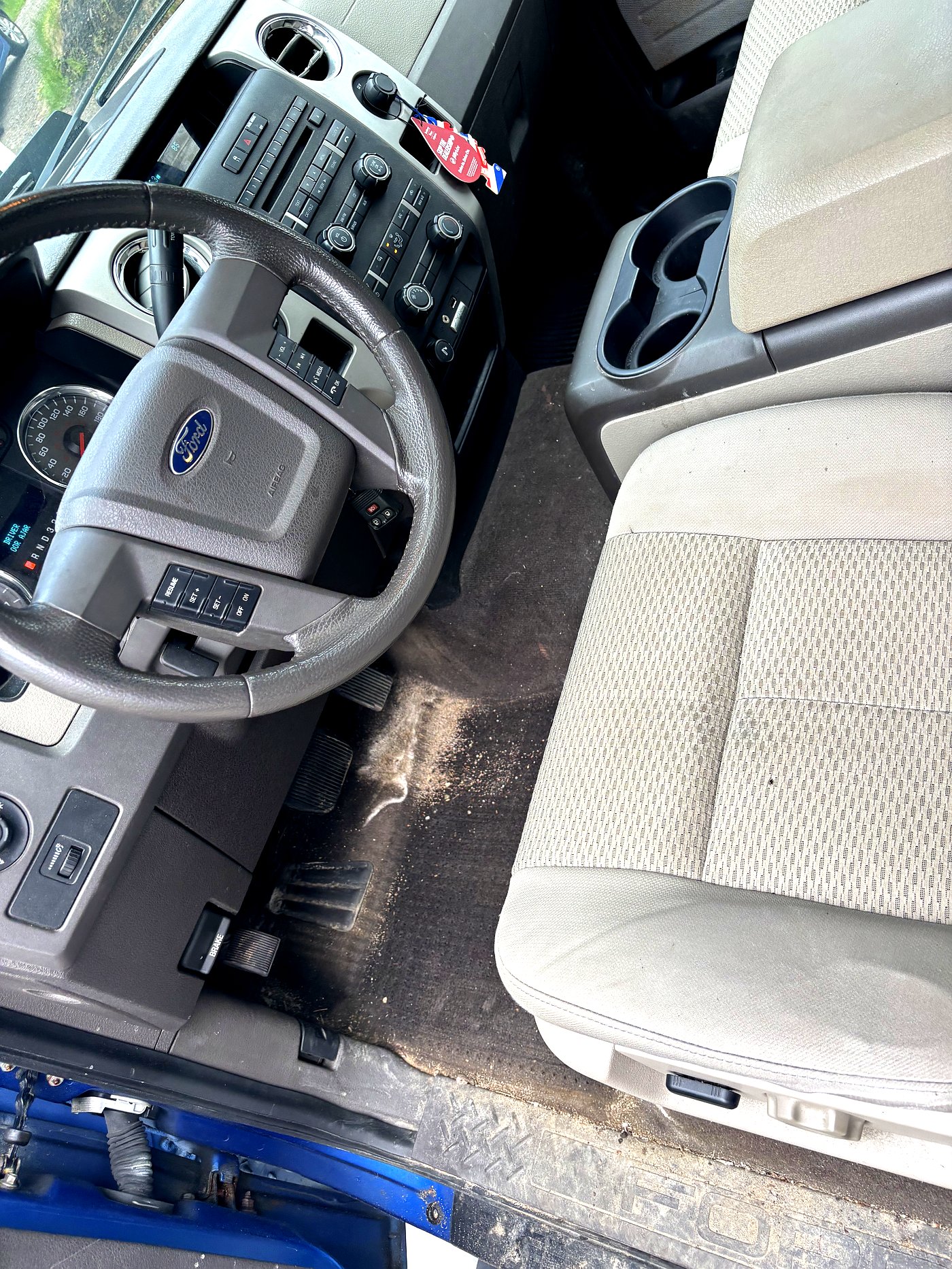 Before Ford truck interior detailing North Bay — dirty floor and seats