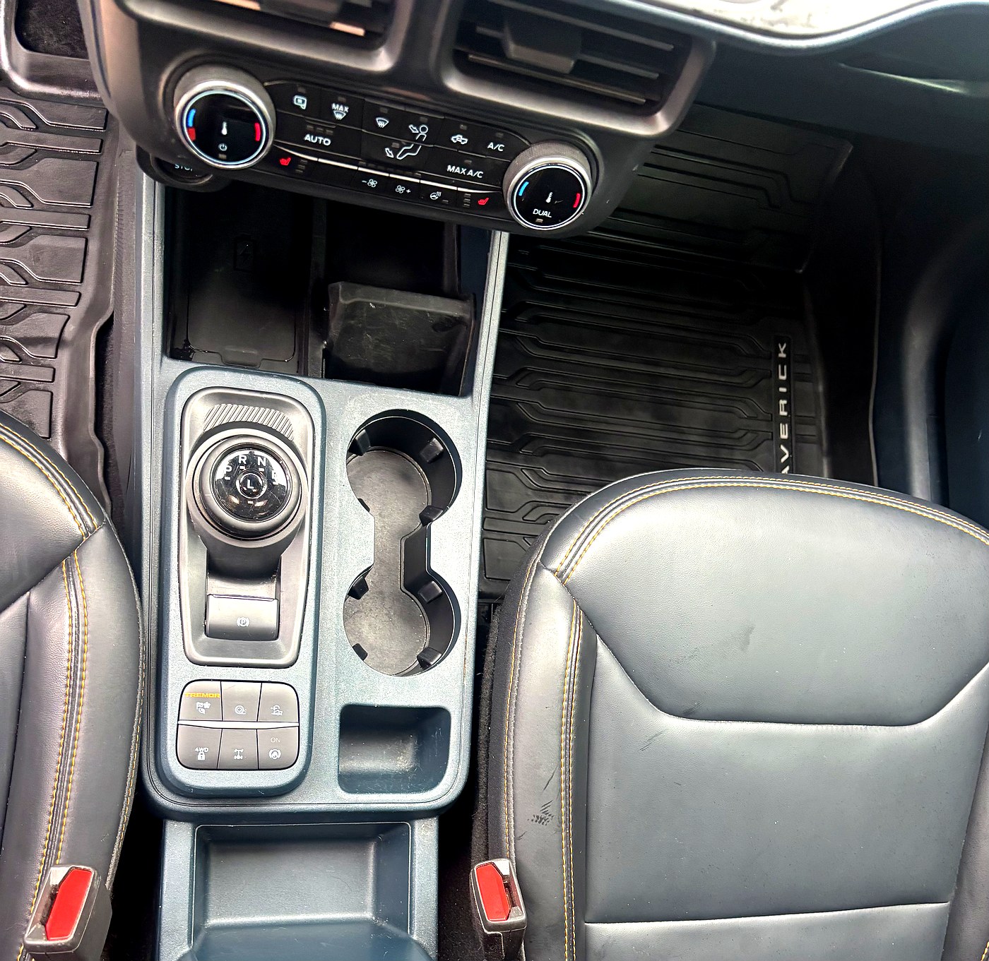After Ford Maverick console detailing North Bay — spotless